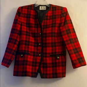 Black & Red Plaid Blazer 14P